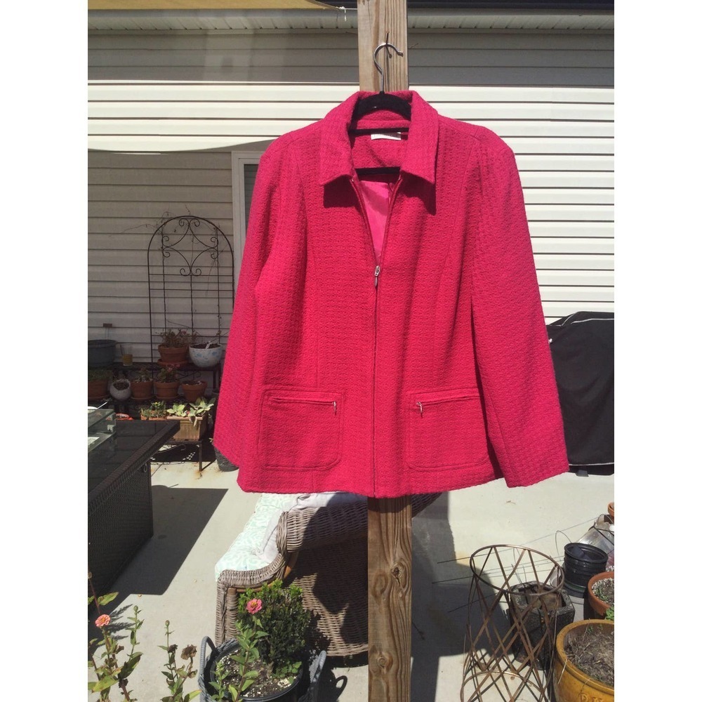 Coldwater creek womens zip up knit jacket plus size 2X cardigan collared pink